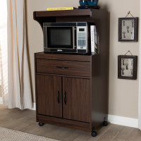 Baxton Studio WS883150-Dark Walnut Tannis Modern and Contemporary Dark Walnut Finished Kitchen Cabinet